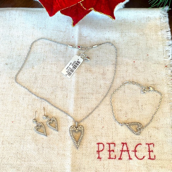 Brighton BELLA MIA Crystal Heart Reversible Necklace Bracelet Earrings RARE - Picture 12 of 16